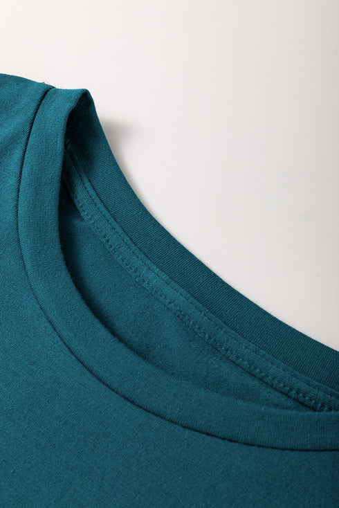 Modern Asymmetric Panel Geometric Seamed Short Sleeve Top
